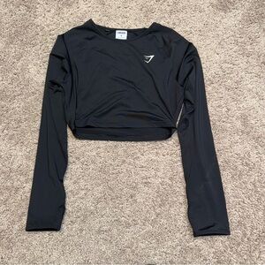Gymshark Long-Sleeve Athletic Crop Top - Size M - Black